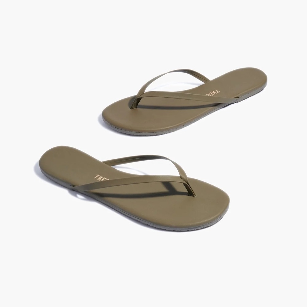 TKEES Olive Green Slim Strap Flip Flop Sandals